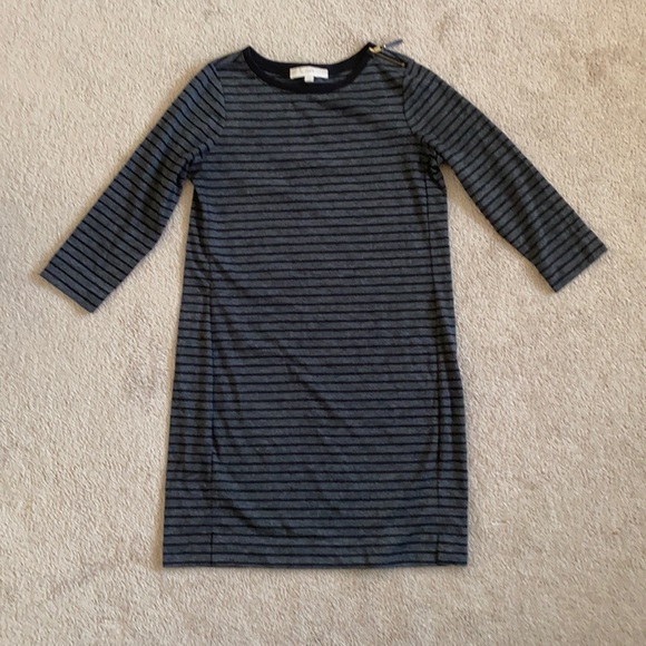 Loft black and grey striped dress size small - Picture 2 of 5